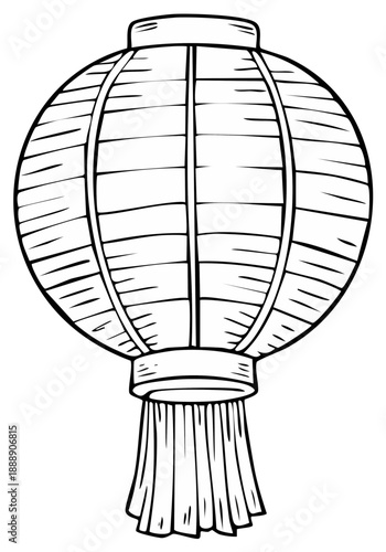Elegant Asian Lantern Illustration for Cultural Celebrations and Decorations in Black and White