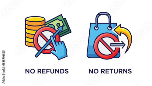 E commerce concept illustrating strict final sale policy prohibiting any customer refunds or product returns for digital or physical goods purchases