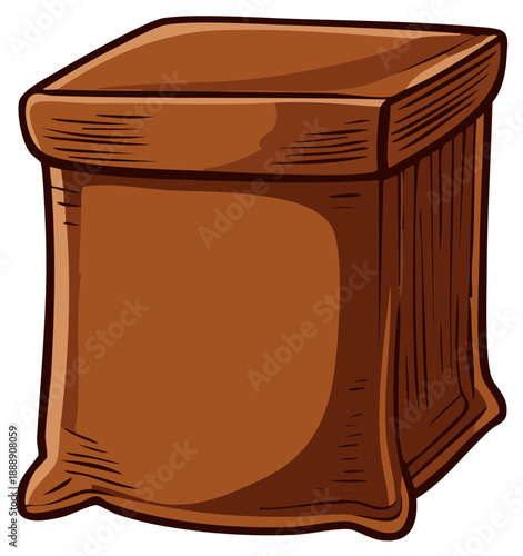 Brown Sack Container Illustration, Burlap Bag, Fabric Texture, Package Design, Delivery and Storage