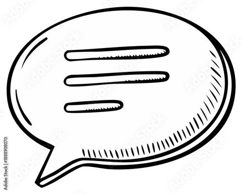 Speech Bubble Hand Drawn Illustration with Conversation Lines, Communication Icon