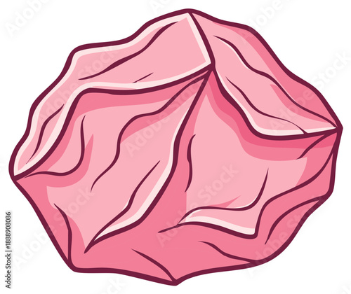 Crumpled pink paper wad or used chewing gum vector illustration