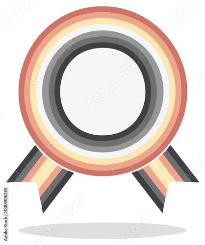 Bear Brotherhood Pride Flag colors on a circular award ribbon rosette icon