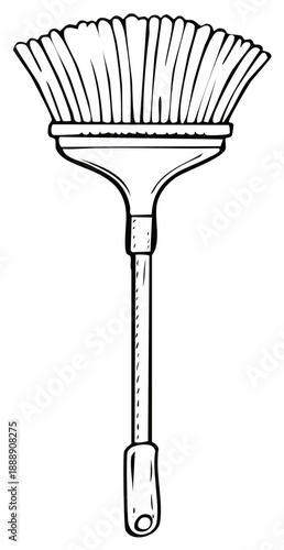 Outlined Hand Duster: Cleaning Tool, Minimalist Vector Illustration