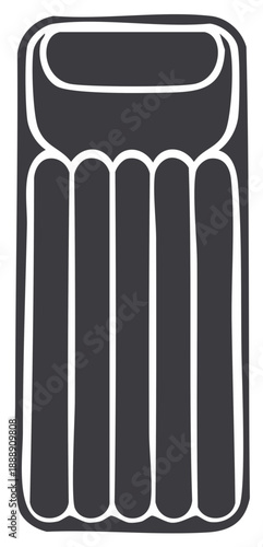 Dark gray inflatable air mattress vector illustration for summer pool and beach leisure