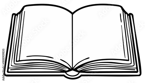 Open book outline with blank pages ready for text or illustration