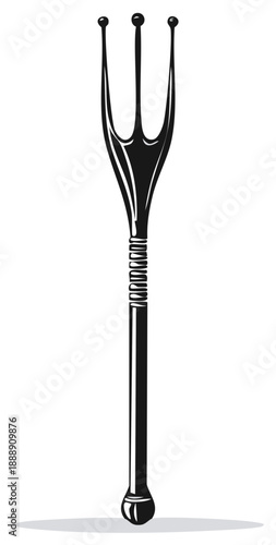 Trident Illustration with Detailed Shaft and Ball Shaped Tips A Vector Graphic with Emphasis on Sleek Modern Design Elements