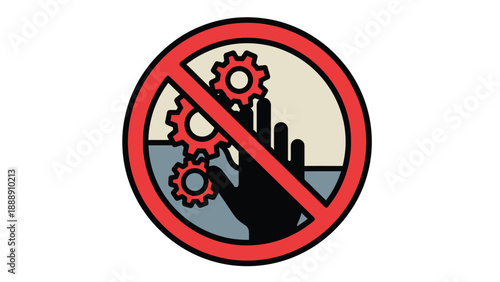 Warning sign indicating that machinery or mechanical components must not be touched or operated by unauthorized personnel for safety