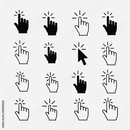 Hand Click Icons Set for User Interface Design