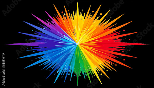 Rainbow Color Paint Splash Explosion Starburst Vector SVG