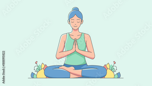 Young woman practicing meditation in a peaceful garden setting.