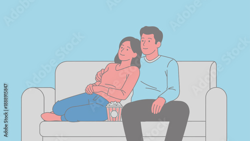 Couple sitting comfortably on a couch enjoying a relaxed moment together.
