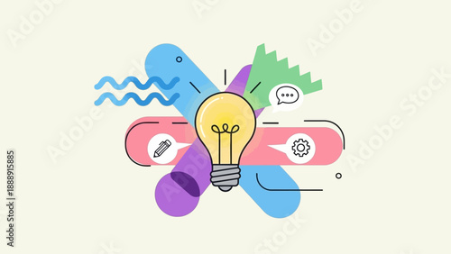 Creative illustration of a glowing light bulb symbolizing innovative ideas and teamwork.