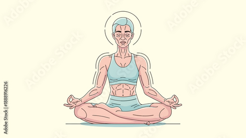 Young woman practicing meditation and yoga in a seated lotus position.