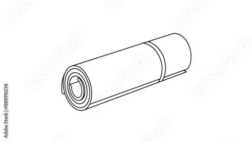 A simple line drawing depicts a tightly rolled cylindrical object resembling a carpet or scroll high quality
