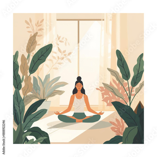 Peaceful meditation and mindfulness at home with indoor plants for mental health