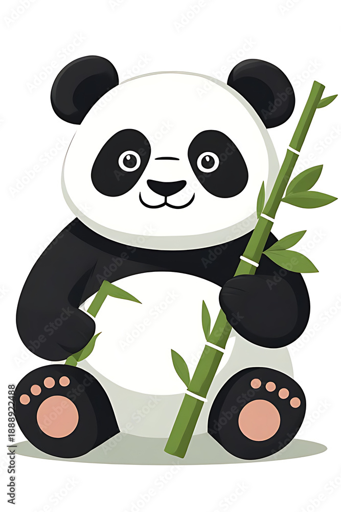 Fototapeta premium panda with bamboo