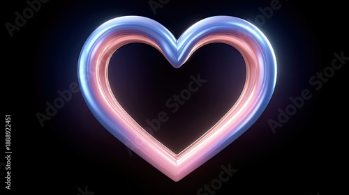 Glowing Heart Shape with Shiny Surface and Soft Colors in a Dark Background for Love and Affection Themes