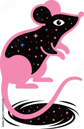 Cosmic Pink Mouse Illustration