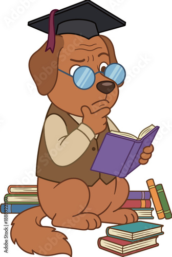 Scholarly Dog Reading a Book