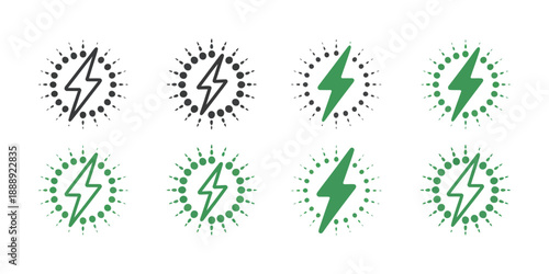 Vector wireless charging symbol icons, flat black recharge sign representing electric power, smartphone charging concept, clean modern technology illustration.