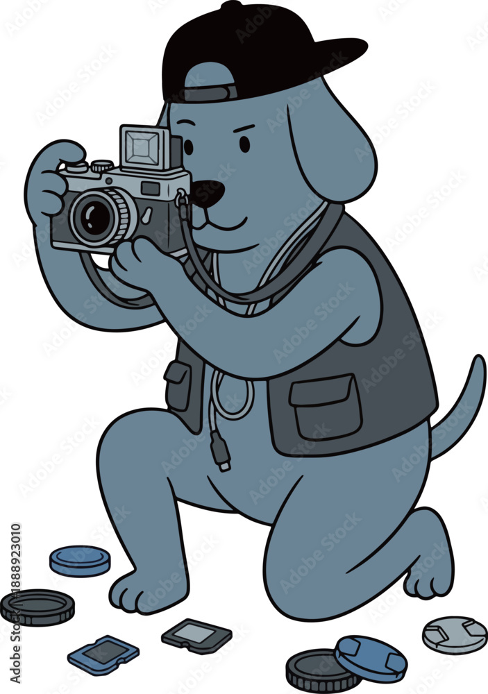 Fototapeta premium Dog Photographer Cartoon