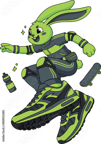 Skateboarding Rabbit Cartoon