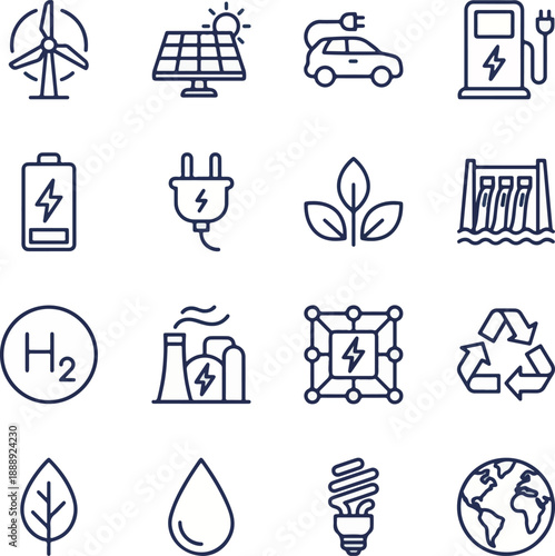 Renewable Energy and Sustainability Icons