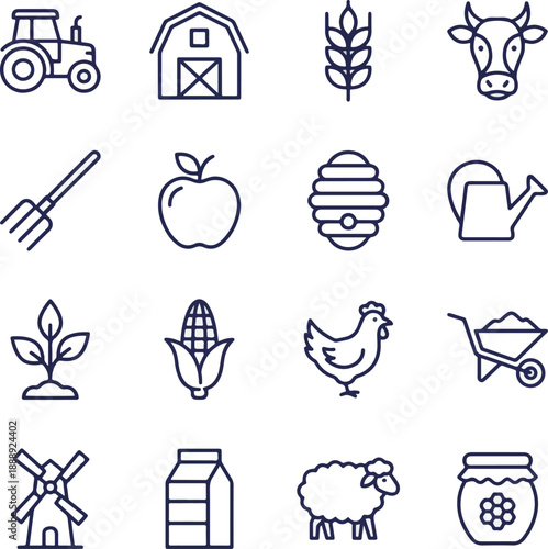 Farm and Agriculture Icon Set