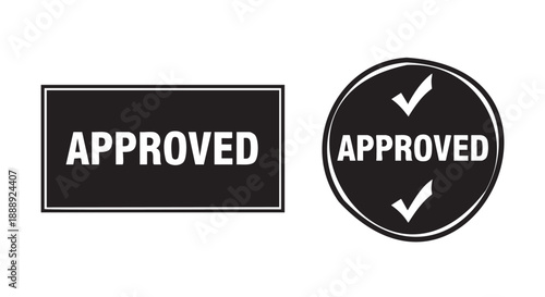 Approved stamp and checkmark sign for successful verification process