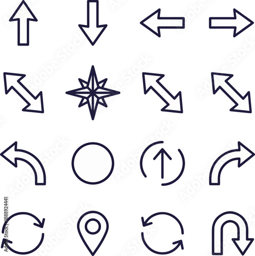 Set of Directional and Symbolic Icons
