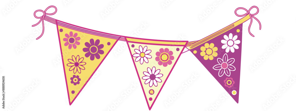 Fototapeta premium Floral Bunting Banner Vector: Spring Party Pennant Garland .