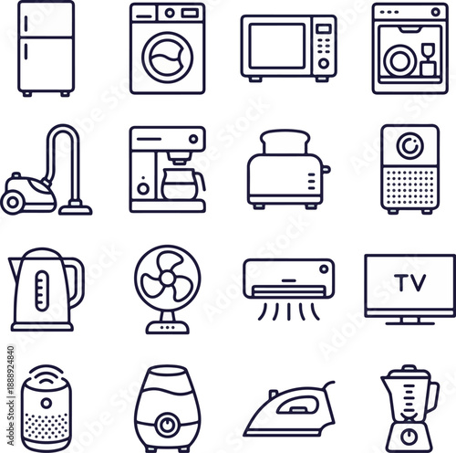 Household Appliances Icon Set
