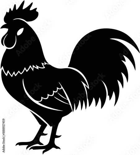 Black Silhouette of a Rooster Illustration.