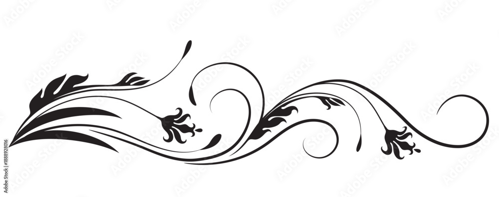 Fototapeta premium Ornament with flower. Text divider. Decorative element for decor and text greeting or invitation card design.
