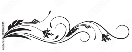 Ornament with flower. Text divider. Decorative element for decor and text greeting or invitation card design.