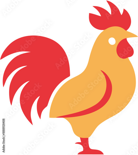 Colorful Cartoon Rooster Illustration.