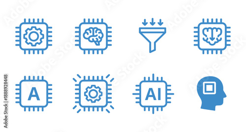 Digital tech icon set. Circuit, computer, digital transformation and internet connection icon on transparent background