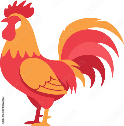 Colorful Rooster Illustration Standing Proudly.
