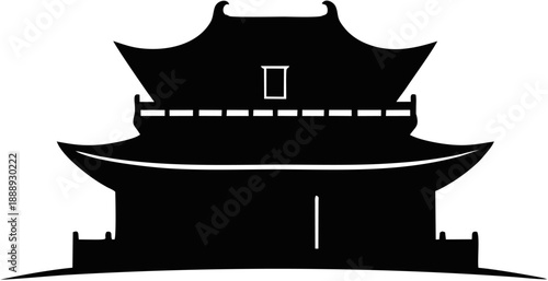 Traditional Chinese Pagoda Silhouette Illustration.
