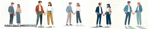 vector couple standing holding hands