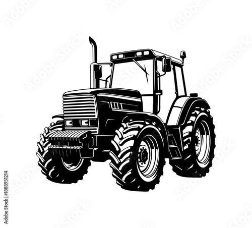 Black Tractor Illustration
