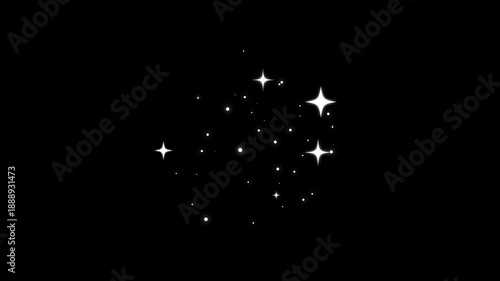 Wallpaper Mural Shimmering twinkling star animation, sparkle glitter particles with 2d white cartoon doodle stars blinking on black screen, magical light burst overlay for festive and fantasy videos 4k Torontodigital.ca