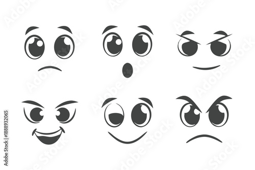 Cartoon Character Facial Expressions Pack with Ten Unique Emotions and Human Feelings