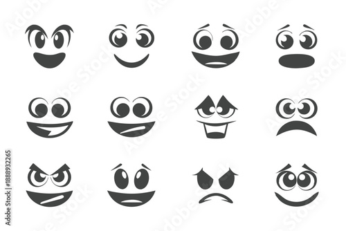 Pack of Ten Unique Cartoon Facial Expressions for Avatars and User Profile Pictures
