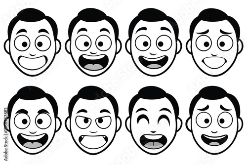 Ten Expressive Emoji Faces in Cartoon Style for Graphic Design Games and Digital Content Creation