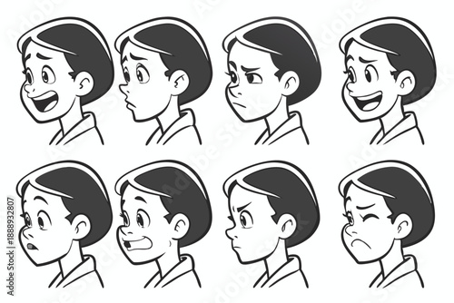 Ten Playful Cartoon Facial Expressions for Character Development Comics and Animated Content