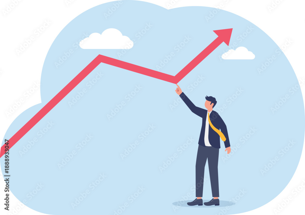 Fototapeta premium Strategic Business Growth Concept with Professional Pointing at Rising Market Trend Graph