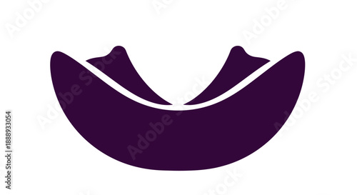 Elegant abstract purple curved shape with a minimalist design, resembling a subtle smile or a graceful arch, ideal for modern graphic compositions and branding