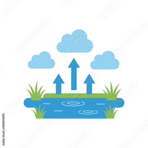 Vector illustration of modern eco friendly environment with rising arrows and green grass