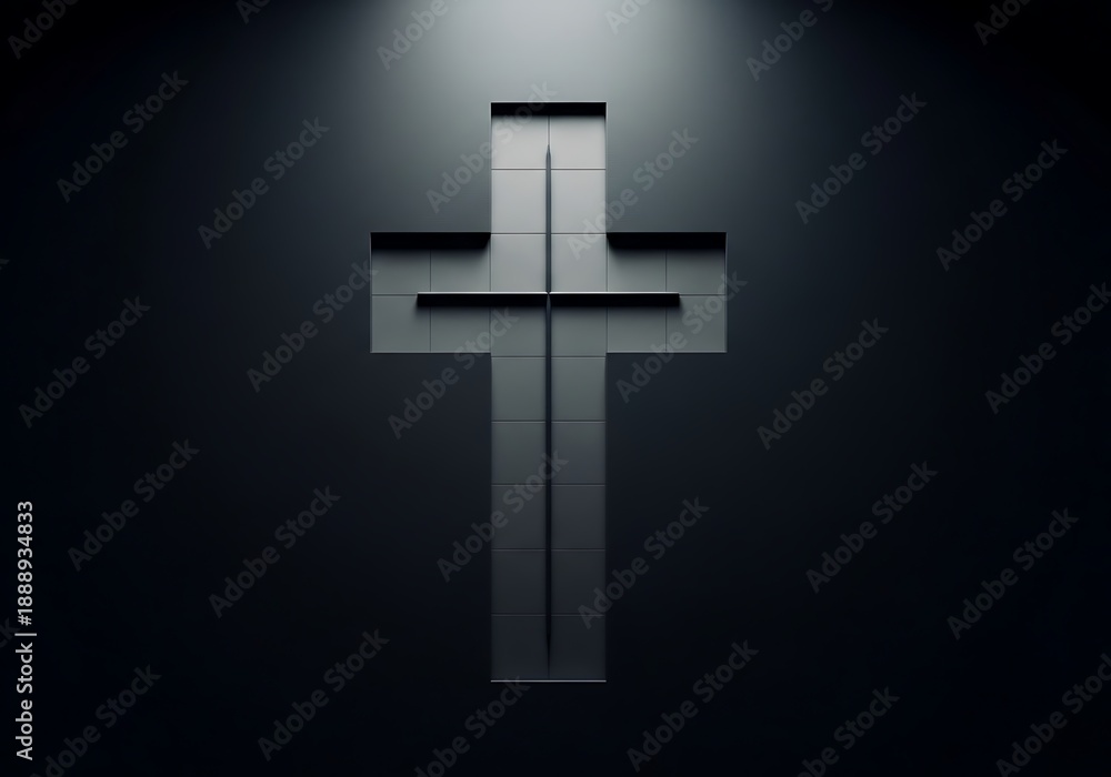 Obraz premium Geometric cross shape cast in shadow with subtle lighting.